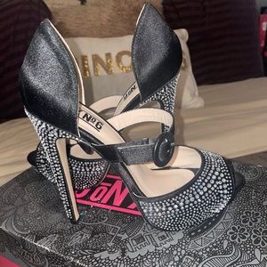 Black and Rhinestone PeepToe Heel